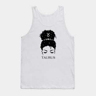 Messy Bun Celestial Queen: Taurus Zodiac Sign Tank Top